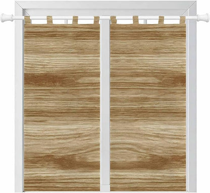 Light Brown Wood Grain Living Room Curtains 84 Inch Length, Window Curtains Tab Top, Western Farmhouse Barn Door Light Filtering Window Treatments Drapes 42"x84" 2 Panel