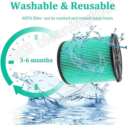 2 Pack Replacement HEPA Filter Compatible with Craftsman 38753 CMXZVBE38753 Wet/Dry Vac Filter for 5 to 20 Gallon shop vacuums (9-38753)