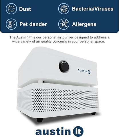Austin Air it Personal Air Purifier - Sleek Allergy Air Purifier for Office & Room - Capturesf Particles Bedroom Purifier Air Filter - Stylish Tabletop Purifier for Dust, Model C100C1