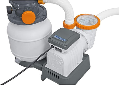 Bestway 58498E Flowclear 1500 Gallon Sand Filter Pool Pump for Above Ground 300 to 11,200 Gallon Swimming Pools with Adapter (Sand is Sold Separately)