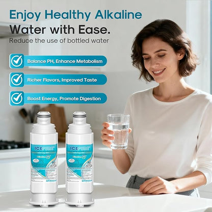 ICEPURE Alkaline DA97-17376B Refrigerator Water Filter Replacement for Samsung HAF-QIN/EXP, DA97-08006C, WD-F45, WS645A RS27T5200SR RS22T5201SR RF28R7201SR RF32CG5400SR RF23M8070SG, Enhances PH, 2Pack