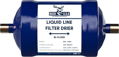 2 Pack Buck Bi-Flow Refrigerant Liquid Line Filter Drier 3/8" ODF Sweat BFK-083S - Compatible with CFC, HCFC, HFC - Ideal for Heat Pump & Straight Cool Air Conditioners (1-5 Tons)