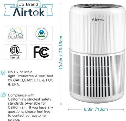 2 Pack Air Purifier for Home Bedroom with H13 True HEPA Filter for Smoke, Smokers, Dust, Odors, Pollen, Pet Dander | Quiet 99.9% Removal to 0.1 Microns | White Available for California