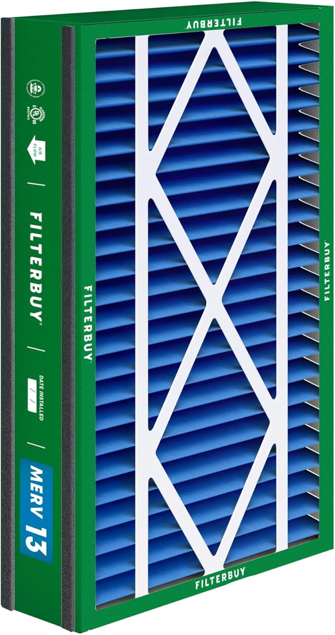 Filterbuy 16x25x3 Air Filter MERV 13 Optimal Smoke & Allergy Defense (2-Pack), Electrostatic Pleated HVAC AC Furnace Filters for Trion Air Bear, Lennox X0581 & More (Actual Size: 15.63 x 24.13 x 3.00)