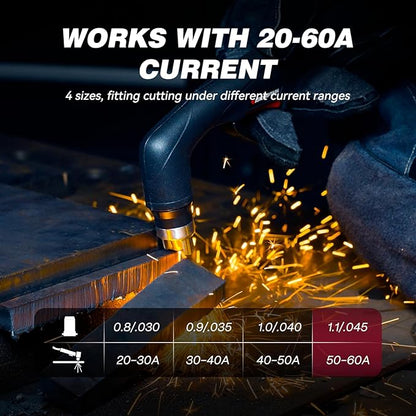 ARCCAPTAIN 23Pcs IPT60 Plasma Cutter Torch Consumables, .045" Plasma Cutter Accessories for ARCCAPTAIN CUT55 NON-HF, CUT55 MP and CUT60 Non-HF, Work with 50-60A Current