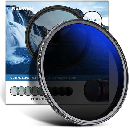 NEEWER 82mm Variable ND Filter ND2-ND400 (1-9 Stops), Neutral Density Filter, Multiple Coatings, Water and Scratch Resistant