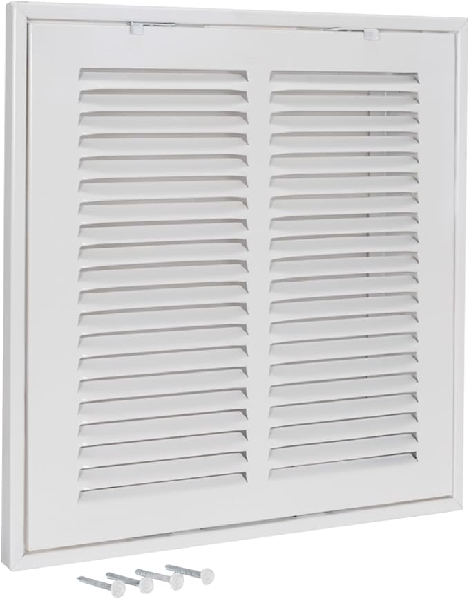 EZ-FLO 14 x 14 Inch (Duct Opening) Return Air Vent Cover for Wall or Ceiling, Solid Steel Return Air Filter Grille, HVAC Vent Cover, White, 61653