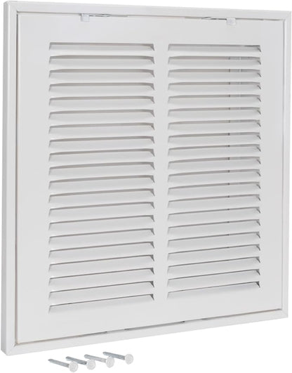 EZ-FLO 14 x 14 Inch (Duct Opening) Return Air Vent Cover for Wall or Ceiling, Solid Steel Return Air Filter Grille, HVAC Vent Cover, White, 61653