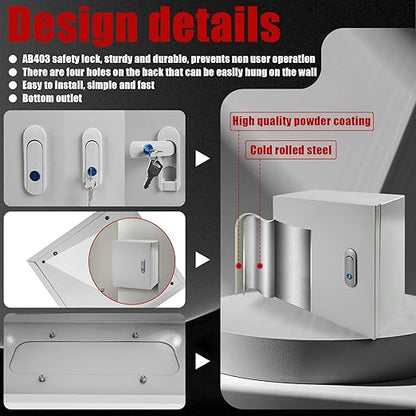 Electrical Box 12 x 12 x 6 Inch Indoor Outdoor Electrical Enclosure Box Steel Junction Box Wall Mounted Universal Electrical Project Box with Safety Locks and Mounting Plates