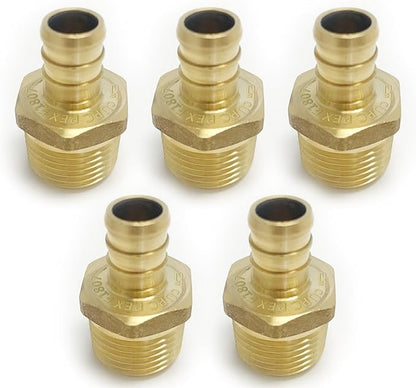 (Pack of 5) Pex 3/4 Inch x 3/4 Inch Male NPT Adapter Brass Crimp Fittings,(PEX1807021-5PCS)