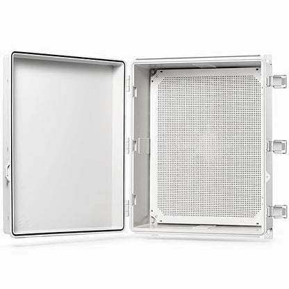 QILIPSU Waterproof Junction Box IP67 Outdoor Plastic Electrical Project Enclosure Weatherproof with Mounting Plate, Wall Brackets, Hinged Grey Cover 20"x16.1"x7.9"