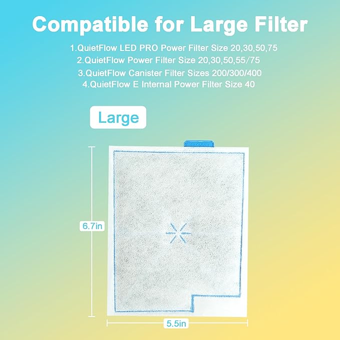 16Pack Large Filter Cartridges Replacement Compatible with Aqueon QuietFlow LED PRO Size 20,30,50,75/Power Filter Size 20,30,50,55/75, E Internal 40 and Canister Filter (Extra 12Pcs Filter Pads)