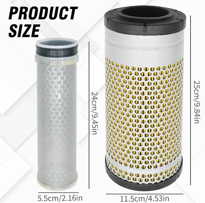 WA10890 Air Filter Replacement for Yanmar Excavators VIO50-6A Replacement for John Deere Excavators 30G 35G 50G Replacement for Kubota Loaders R430, Replaces WA10854