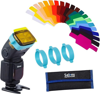 Selens Universal Lighting Filter Kit - 20pcs Color Correction Gels for Camera Flash & Studio Lighting