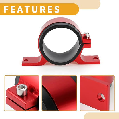 1pcs 58mm Universal Fuel Filter Mounting Bracket - Car Fuel Pump Clamp Holder - Aluminum Alloy Red