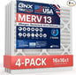 BNX TruFilter 16x16x1 Air Filter MERV 13 (4-Pack) - MADE IN USA - Electrostatic Pleated Air Conditioner HVAC AC Furnace Filters for Allergies, Pollen, Mold, Bacteria, Smoke, Allergen, MPR 1900 FPR 10