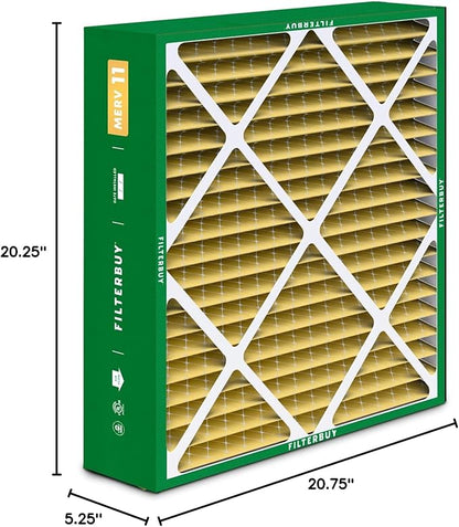 Filterbuy 20x20x5 Air Filter MERV 11 Superior Pet & Allergy Defense (2-Pack), Pleated HVAC AC Furnace Filters for Amana, Coleman, Goodman, Maytag, York, and More (Actual Size: 20.25 x 20.75 x 5.25)