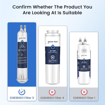 GLACIER FRESH EDR3RXD1 Compatible with 4396841 Refrigerator Water Filter, KAD3RXD1, WHR3RXD1, 4396841, 4396710, Filter 3, 46-9083,46-9030, 9030, 9083 Refrigerator Water Filter, 3 Pack
