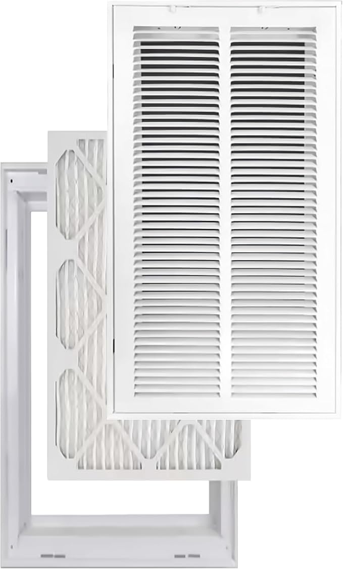 Venti Air 12" X 24" Steel Return Air Filter Grille with MERV 11 Filter Pre-Installed - Removable Face/Door for 1 inch Filters - HVAC Duct Cover Grill [Outer Dimension: 14.5"W X 26.5" H]