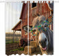 Farm Donkeys Living Room Curtains 84 Inch Length, Window Curtains Tab Top, Farmhouse Barn Funny Animals Butterfly Light Filtering Window Treatments Drapes 52"x84" 2 Panel