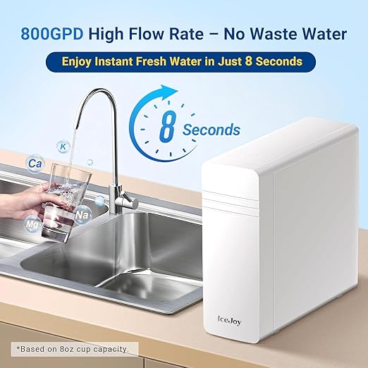 IceJoy TSU 0.01μm Ultra-Filtration Under Sink Water Filter System, 3-Stage Sink Water Filter Tankless Design with Faucet, Smart Panel Display, Eco-Friendly, No Electricity or Water Waste