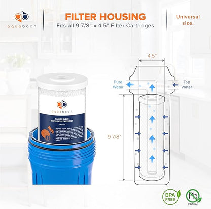 Aquaboon 5 Micron 10x4.5 Carbon Block Water Filters Whole House CTO Water Filter Replacement Cartridge Compatible with FXHTC, CB-BB-10, EP-BB, 4-Pack