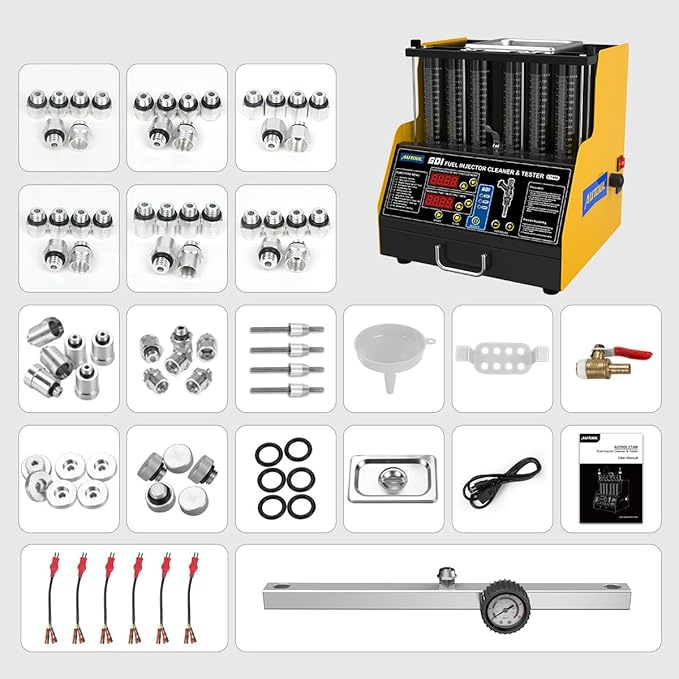AUTOOL GDI Fuel Injector Cleaner & Tester 110V Ultrasonic Wave Fuel Injection Leakage Tester 6-Cylinder Automotive Fuel Injector Cleaning Machine