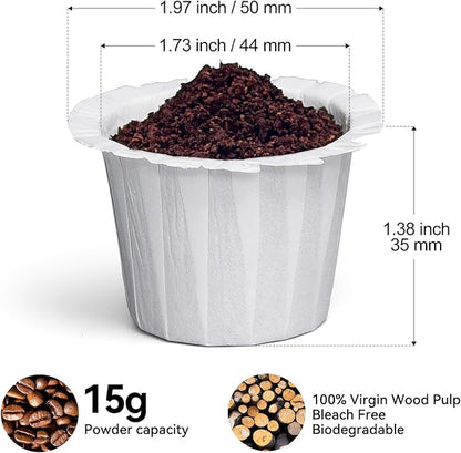 200 Count Fanativita K Cup Coffee Filters Disposable for Keurig Single Cup, Compatible with All Reusable K Cups (White)