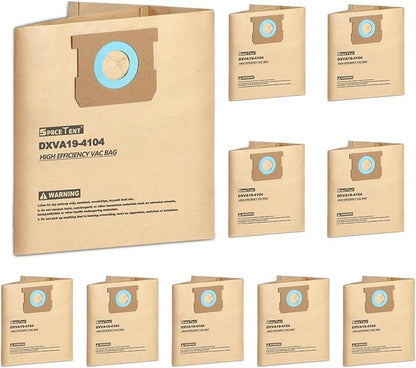 SpaceTent 10 Pack DXVA19-4104 High Efficiency Replacement Filter Bags for DEWALT 5 to 8 Gallon Wet/Dry Vacs - Part # DEWALT DXVA19-4104