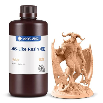 ANYCUBIC ABS-Like Resin 3.0, Upgraded 14K 3D Printer Resin with Enhanced Strength and Toughness, High Precision, Low Odor, Wide Compatibility for All LCD Resin 3D Printers (Beige, 1kg)