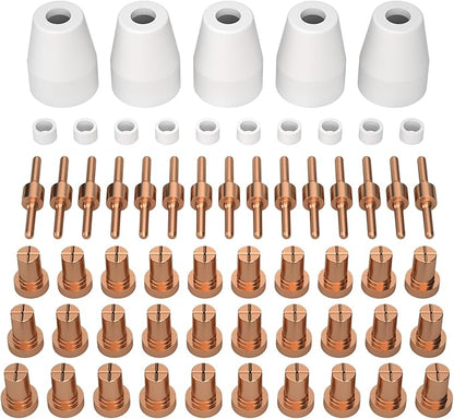 ARCCAPTAIN 60PCS PT31 Plasma Cutting Consumables Fit CUT-45 CUT-50 CT-312 MIG205MP with Plasma Cutter Torch PT-31 JG-40 LG-40