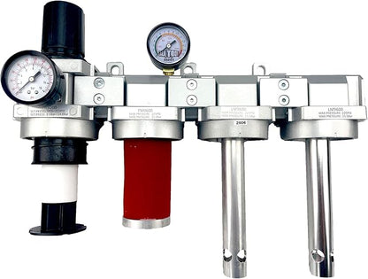 4 STAGE SUPER DUTY INDUSTRIAL GRADE ULTRA CLEAN FILTER REGULATOR COALESCING DESICCANT DRYER SYSTEM FOR COMPRESSED AIR LINES METAL BOWLS GREAT FOR PAINT SPRAY AND PLASMA CUTTER (1"NPT AUTO DRAIN)