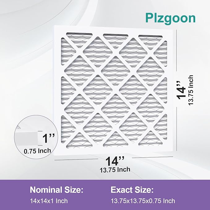 14x14x1 Air Filter MERV 11 (6 Pack) MPR 1000 HVAC Pleated A/C Furnace Filters Compatible with Air Conditioner AC Furnace Systems (Exact Dimensions: 13 3/4x13 3/4x3/4 Inches)