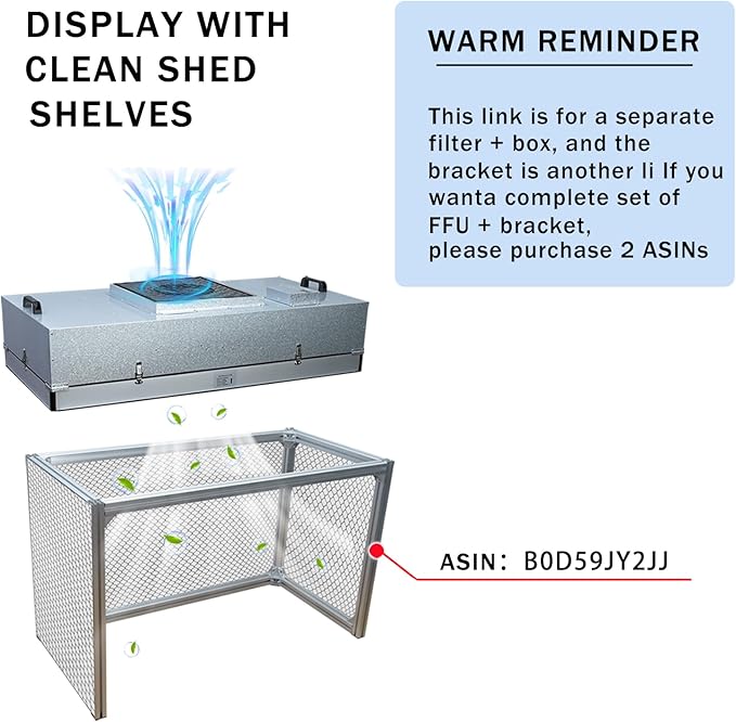 HEPA H14-Filter Laminar Flow Hood Updated FanFilter Unit（Include HEPA Filter）100/ISO Class 5 Cleanroom/Laboratory/Cleanroom/Mushroom Room, Laminar Air Flow Hood(46.2"x22.6"110V)
