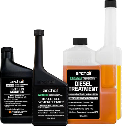 Archoil Ultimate Diesel Kit - AR9100 Friction Modifier (16oz) + AR6500 Diesel Treatment (40oz) + AR6400-D Diesel Fuel System Cleaner (12oz)