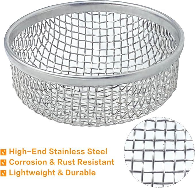 2 Pack RV Flying Insect Screen Furnace Vent Cover Bug Screens, 2.8 x 1.3 Inch Stainless Steel Mesh for Camper, Installation Tool Included