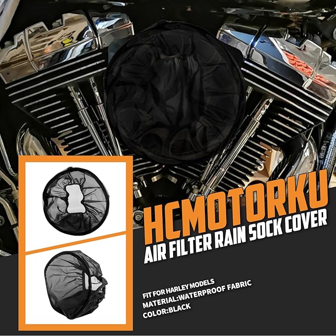 Air Filter Rain Sock Cover Dustproof Waterproof Air Filter Protective Cover Fit For Harley Touring FLHR FLHX Road King Street Glide Softail Fat Boy Sportster XL 1200 883 Dyna