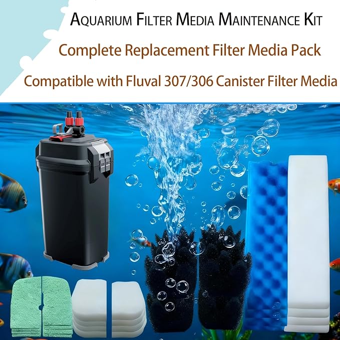 42 Pack Filter Media Kit for Fluval 306/307 Canister Filters - 2 Full Replacement Sets, Bio Foam, Ceramic Rings, Activated Carbon & Polishing Pads