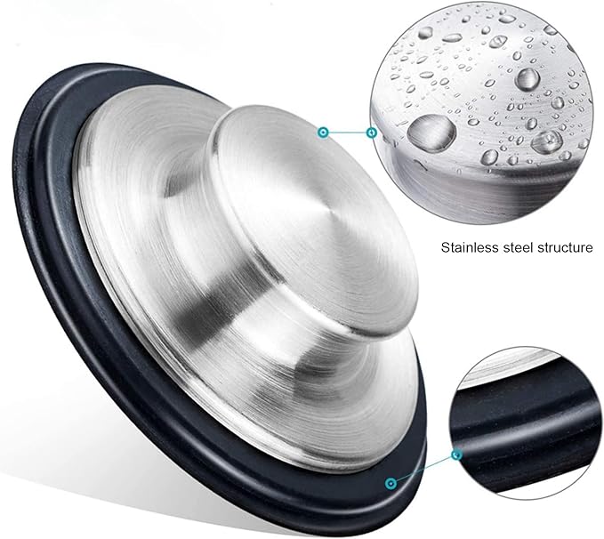 Kitchen Sink Stopper, Odorless Sink Plug Cover, Stainless Steel Garbage Disposal Stopper, Stopper for Sink Drain Filter, Fine Production Process, 86mm Outer Diameter