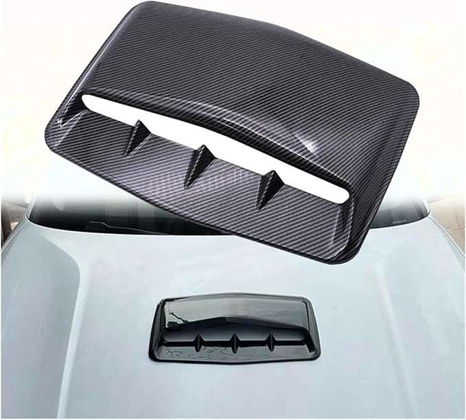 Universal Car Hood Scoop Air Flow Intake Decorative Turbo Bonnet Vent Cover Compatible For Audi And BMW Compatible For VW And Civic(Carbon look)