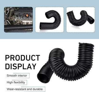 Car Air Intake Pipe, 2.9" Leak-proof Bendable Feed Expansion Hose for Extending to 39 ", Waterproof Cold Air Turbo Intake Inlet, Universal Guide Hose Modification for Most Cars (Black)