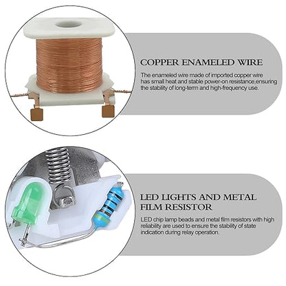 Electromagnetic Power Relay, 14-Pin 5 AMP 6V DC Relay Coil with Socket Base, LED Indicator, 4PDT 4NO 4NC - MY4NJ [Applicable for DIN Rail System]
