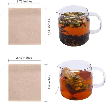 Tea Filter Bags, Tea Bags for Loose Leaf Tea Safe & Natural Material, Disposable Tea Infuser for Loose Leaf Tea, Coffee, Spice, Herbs (300, wood, 5x7cm)