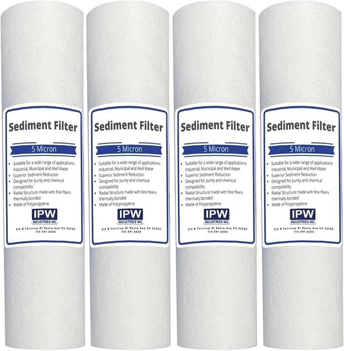 Pack of 4 Compatible Replacment filter set for GE GXWH04F GXWH20F GXWH20S GXRM10 GX1S01R Compatible Filters, 5 Micron Water Filter Cartridges by IPW Industries Inc.