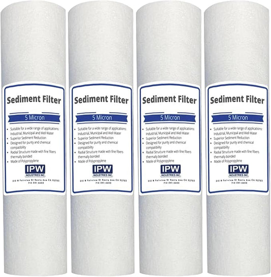 Pack of 4 Compatible Replacment filter set for GE GXWH04F GXWH20F GXWH20S GXRM10 GX1S01R Compatible Filters, 5 Micron Water Filter Cartridges by IPW Industries Inc.