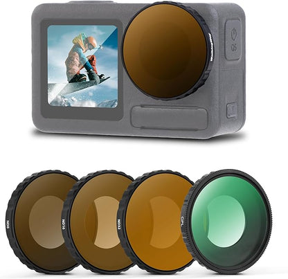 Walking Way Camera Lens Filters ND PL Set Compatible with DJI Osmo Action 4/5 Pro Accessories Kit, 4 Pack CPL ND8 ND16 ND32 Camera Lens Polarizing Neutral Density Filters Multicoated HD Optical Glass