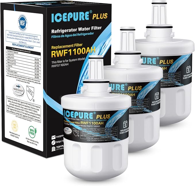 ICEPURE PLUS Remove Heavy Metals NSF/ANSI 53&42 NSF/ANSI/CAN 372 DA29-00003G Replacement for Samsung DA29-00003B DA29-00003A, DA29-00003D DA29-00003F DA97-06317A, HAFCU1, WF289, WSS-1, 3PACK