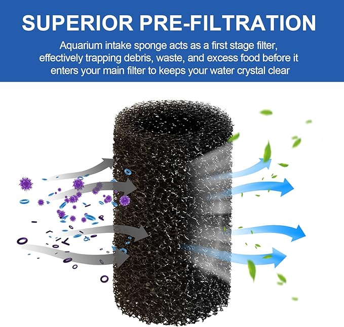 Pre Filter Sponge for Aquarium Shrimp Fry Fish Tank Filter Intake for Marina S10, S15 and S20 Filter,Imagitarium Replacement Filter Foam Cover Aquarium Filter Media Protects Baby Fish & Shrimp-8Pack