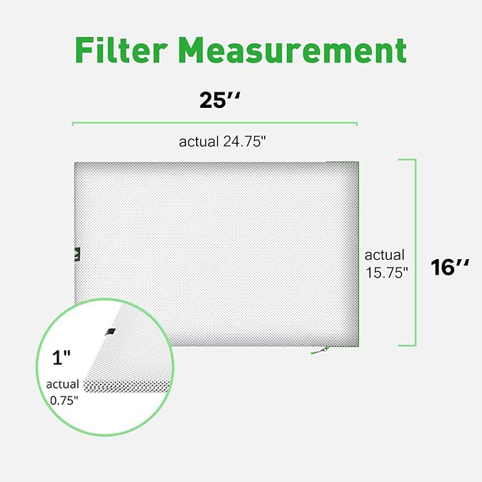 Reair 16x25x1 Air filter, Washable and Reusable Air Filter 16x25x1 for AC HVAC Furnace, MERV 8 Air Filters Machine Washable & Dryer Friendly, AC Furnace Air Filter