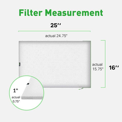 Reair 16x25x1 Air filter, Washable and Reusable Air Filter 16x25x1 for AC HVAC Furnace, MERV 8 Air Filters Machine Washable & Dryer Friendly, AC Furnace Air Filter